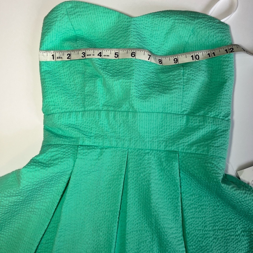 NWT Lauren James “The Corbin” strapless dress w bow back women’s XS Seersucker - Picture 5 of 8